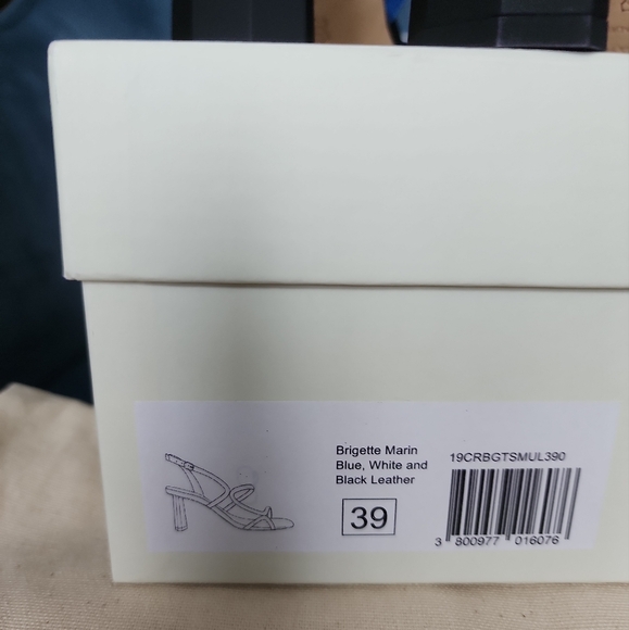 Brigette Marin Blue, White and Black Leather Sandals - Picture 16 of 16